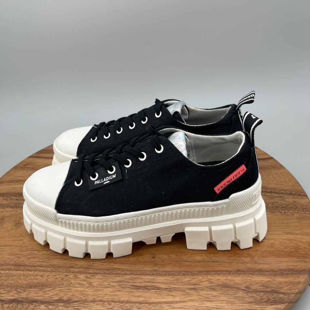 Palladium Revolt LO TX Shoes Womens Size 8 Black Marshmallow Platform Sneakers - Picture 3 of 9